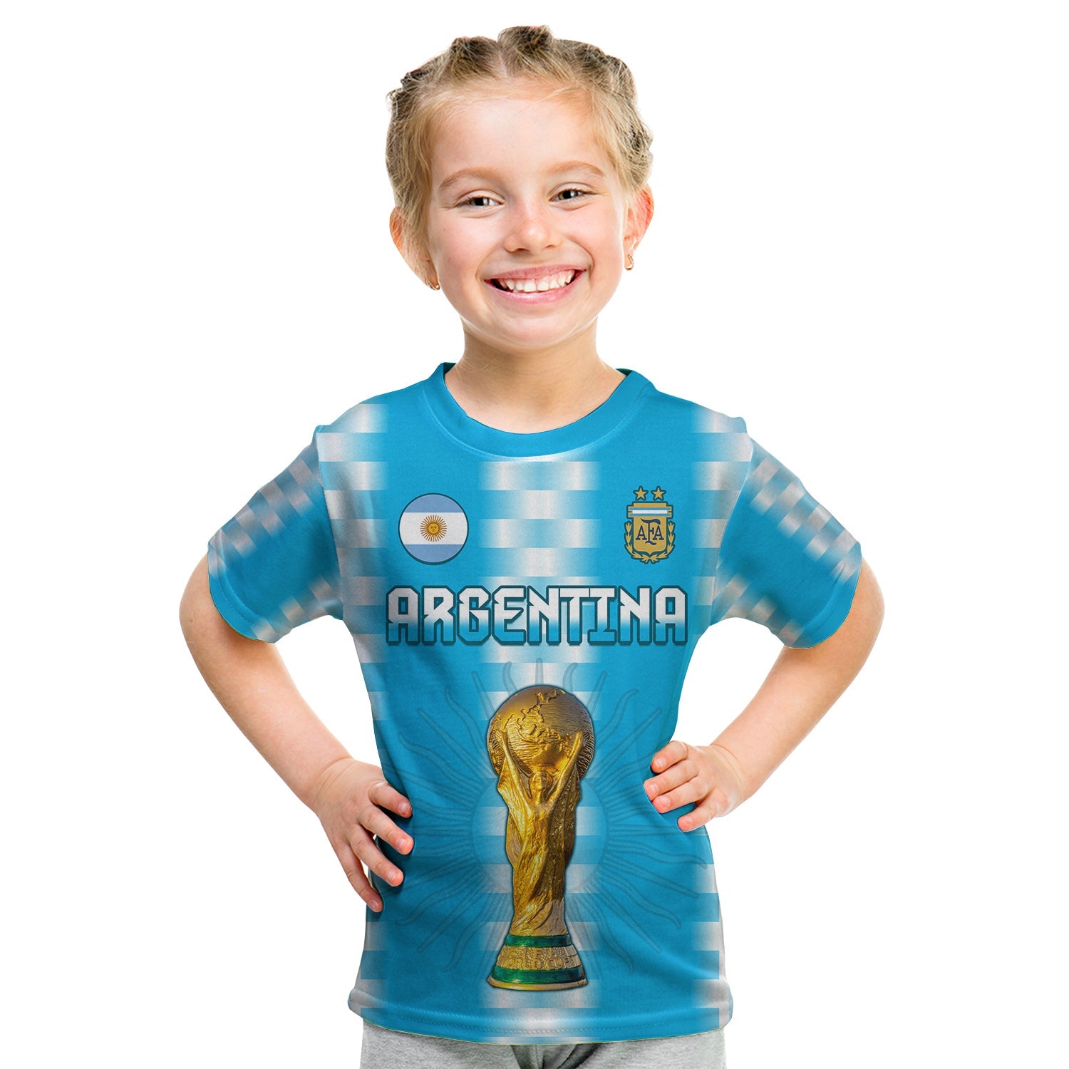 Argentina Football Champions T Shirt KID La Albiceleste GOAT LT13 - Wonder Print Shop