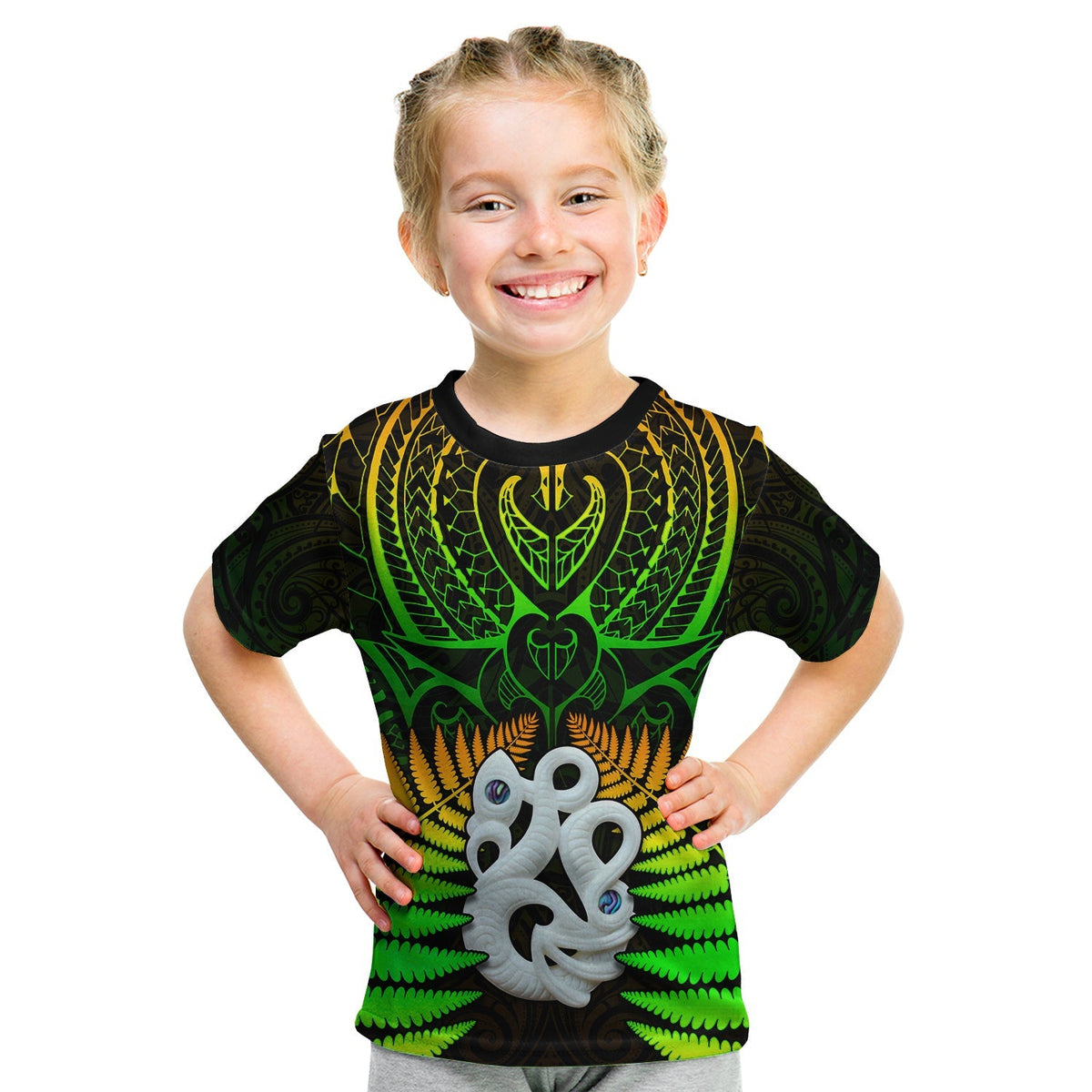 (Custom Text and Number) Aotearoa Fern T Shirt KID New Zealand Hei Tiki Special Style LT13 - Wonder Print Shop