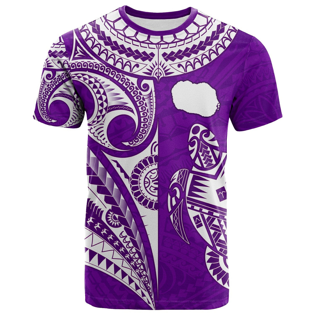 Custom Rarotonga Cook Islands T Shirt Turtle and Map Style Purple LT13 - Wonder Print Shop