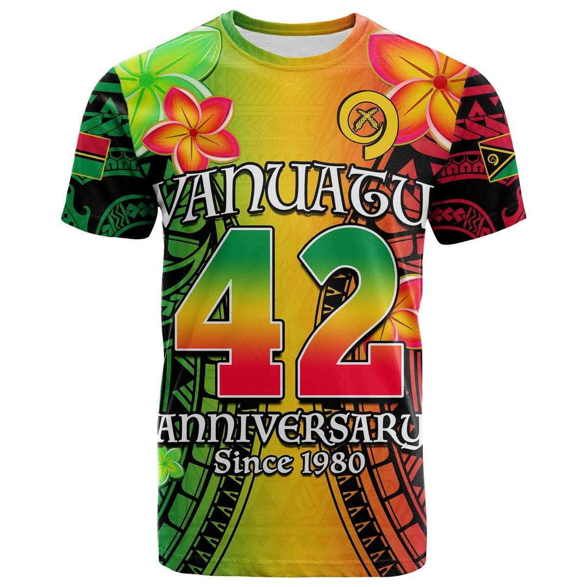 Vanuatu 1980 T Shirt Long God Yumi Stanap Happy 42nd Independence Anniversary - Wonder Print Shop