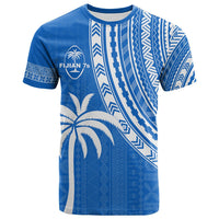 Custom Text and Number Fiji Rugby Sevens T Shirt Fijian 7s Tapa Polynesian Blue Ver.01 LT13 - Wonder Print Shop