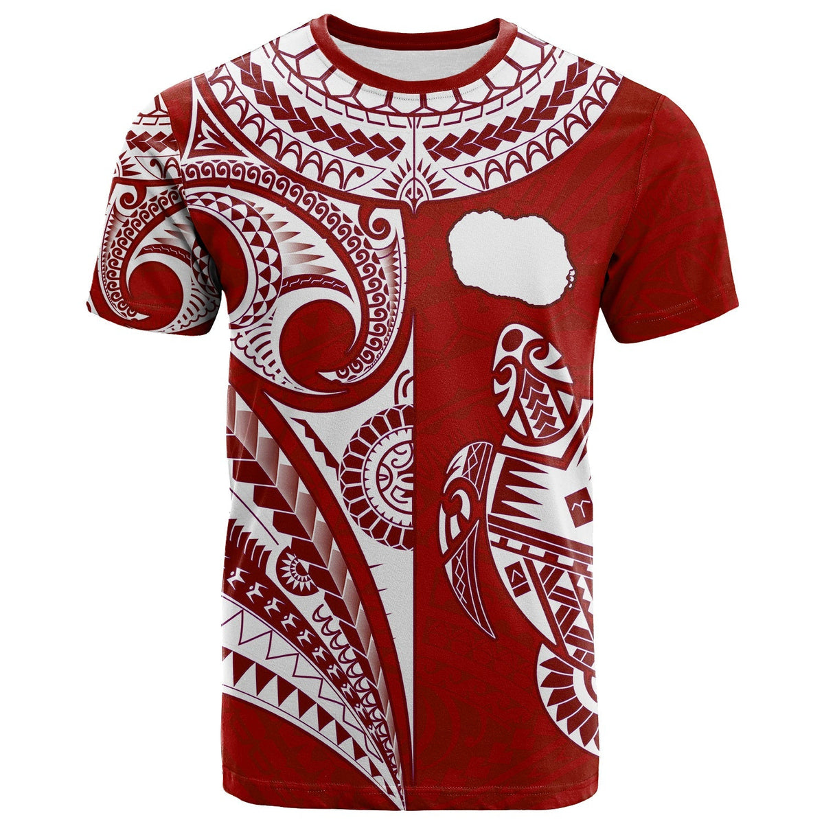 Custom Rarotonga Cook Islands T Shirt Turtle and Map Style Red LT13 - Wonder Print Shop