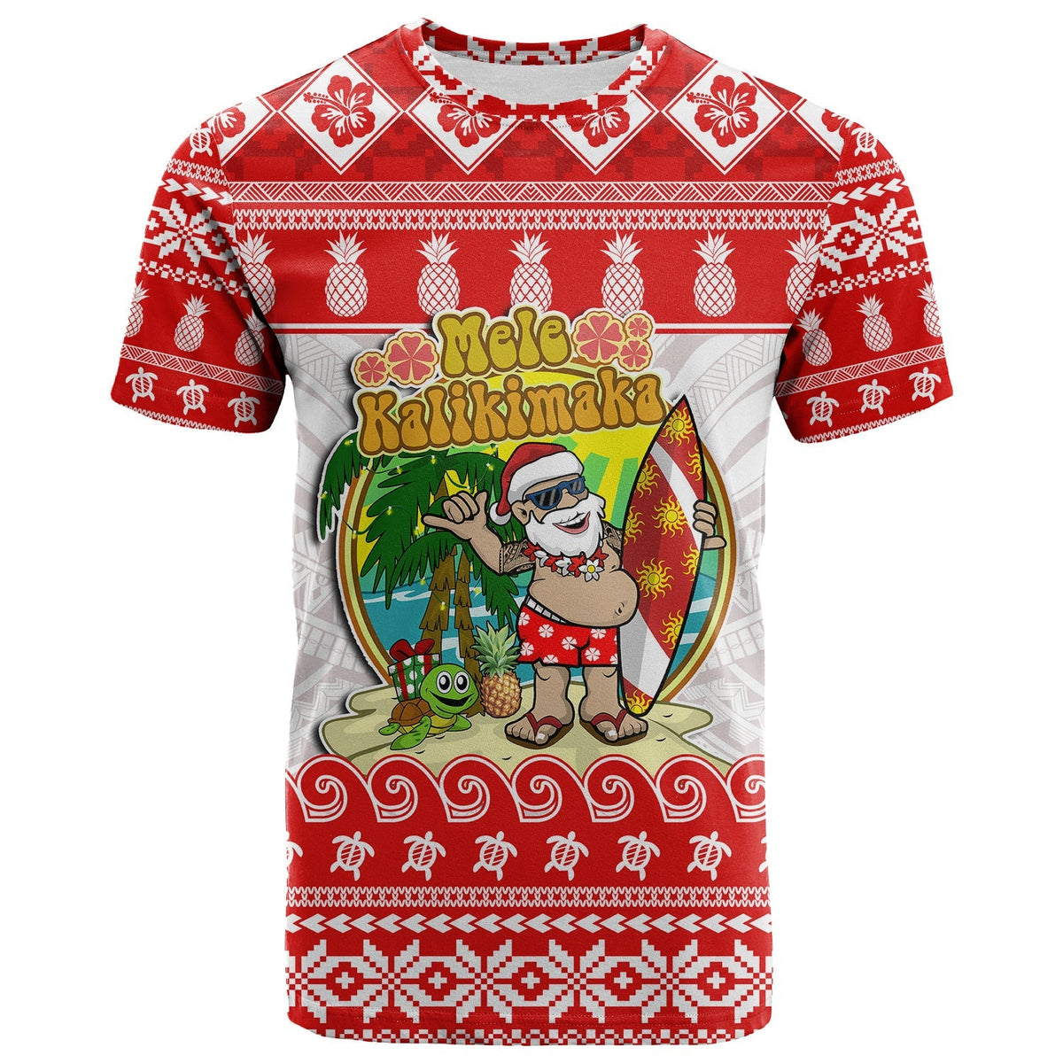 Hawaii Christmas T Shirt Kanaka Polynesian Santa Claus Mele Kalikimaka - Wonder Print Shop