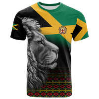Custom Jamaica Lion T Shirt Jamaican Pattern Version Black LT13 - Wonder Print Shop