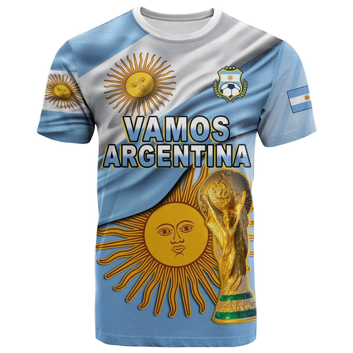 Argentina Football T Shirt Vamos La Albiceleste Champions World Cup Vibe Flag LT13 - Wonder Print Shop
