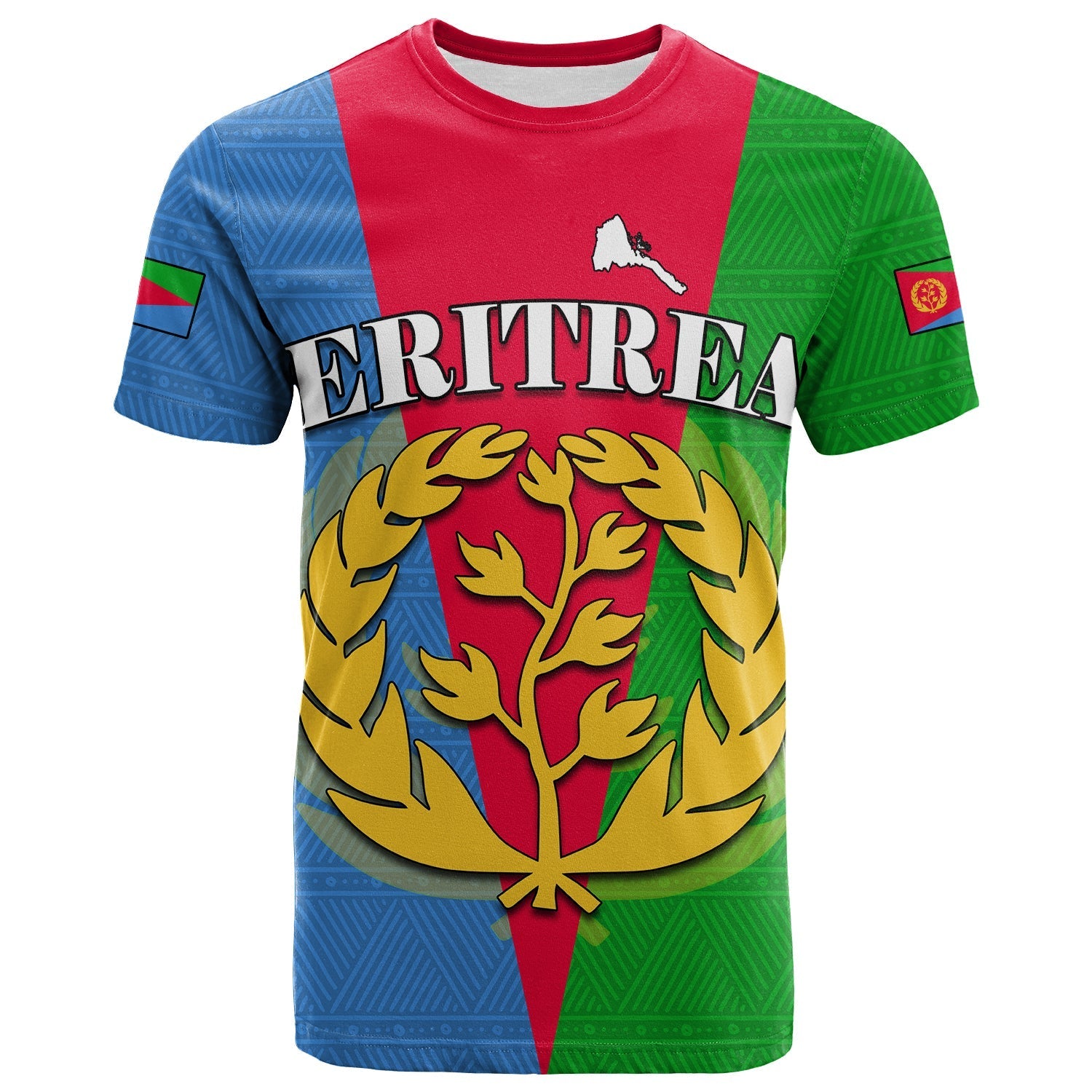 Eritrea T Shirt Eritrean Map Mix African Pattern Simple Style - Wonder Print Shop
