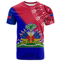 Custom Haiti T Shirt Haiti Flag Dashiki Simple Style - Wonder Print Shop