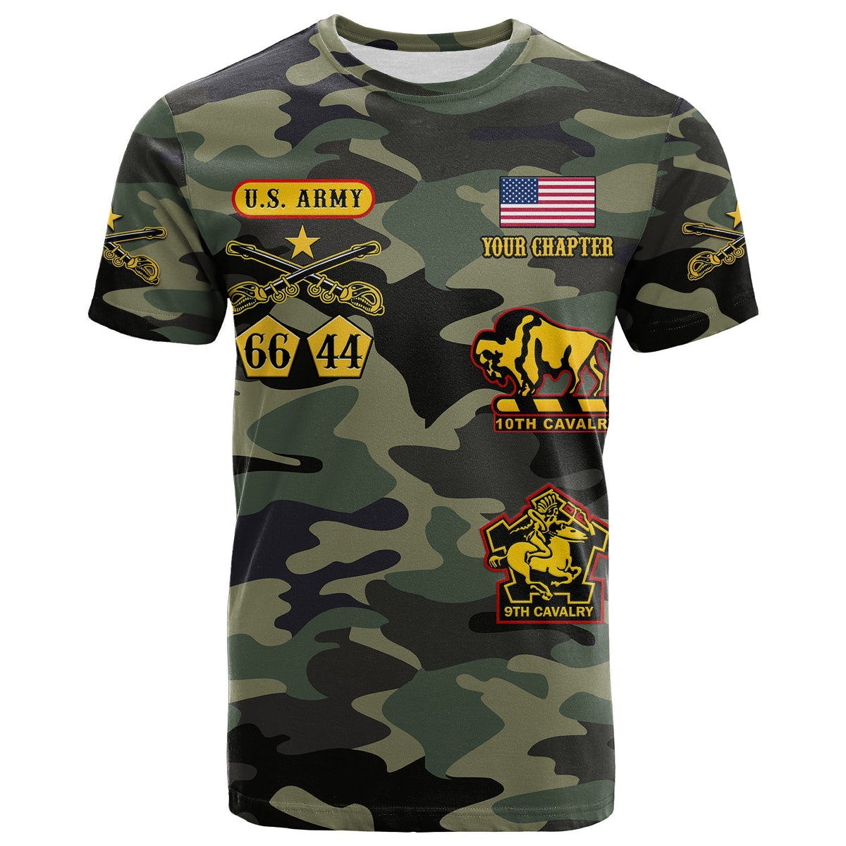(Custom Text and Chapter) Buffalo Soldiers T Shirt Camouflage American Heroes BSMC LT13 - Wonder Print Shop