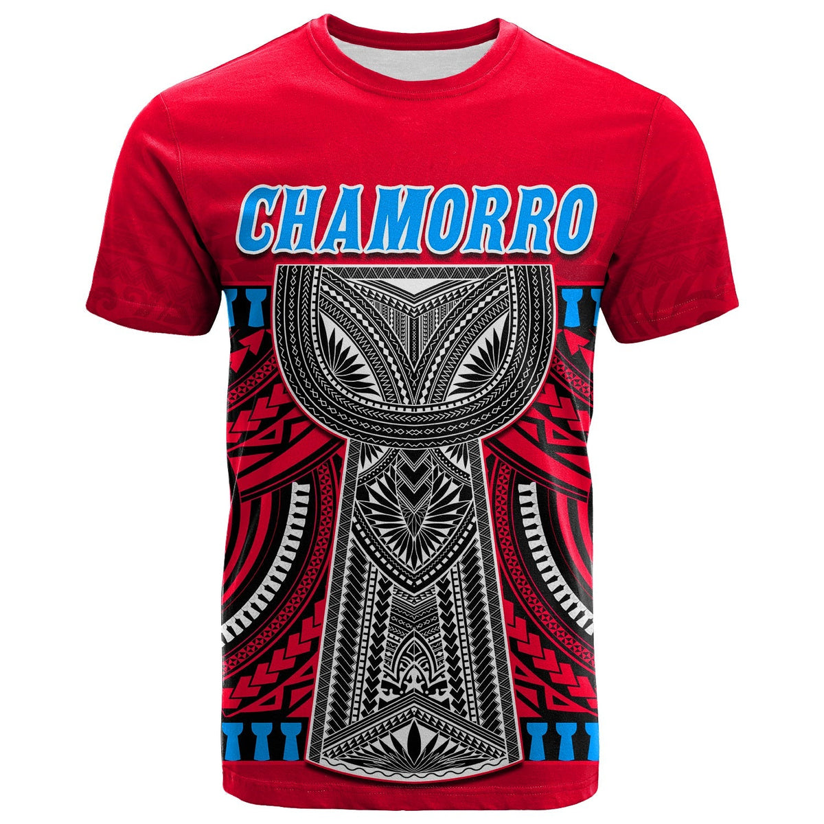 Custom Guam Chamorro T Shirt Latte Stone Red Polynesian Haligi LT13 - Wonder Print Shop