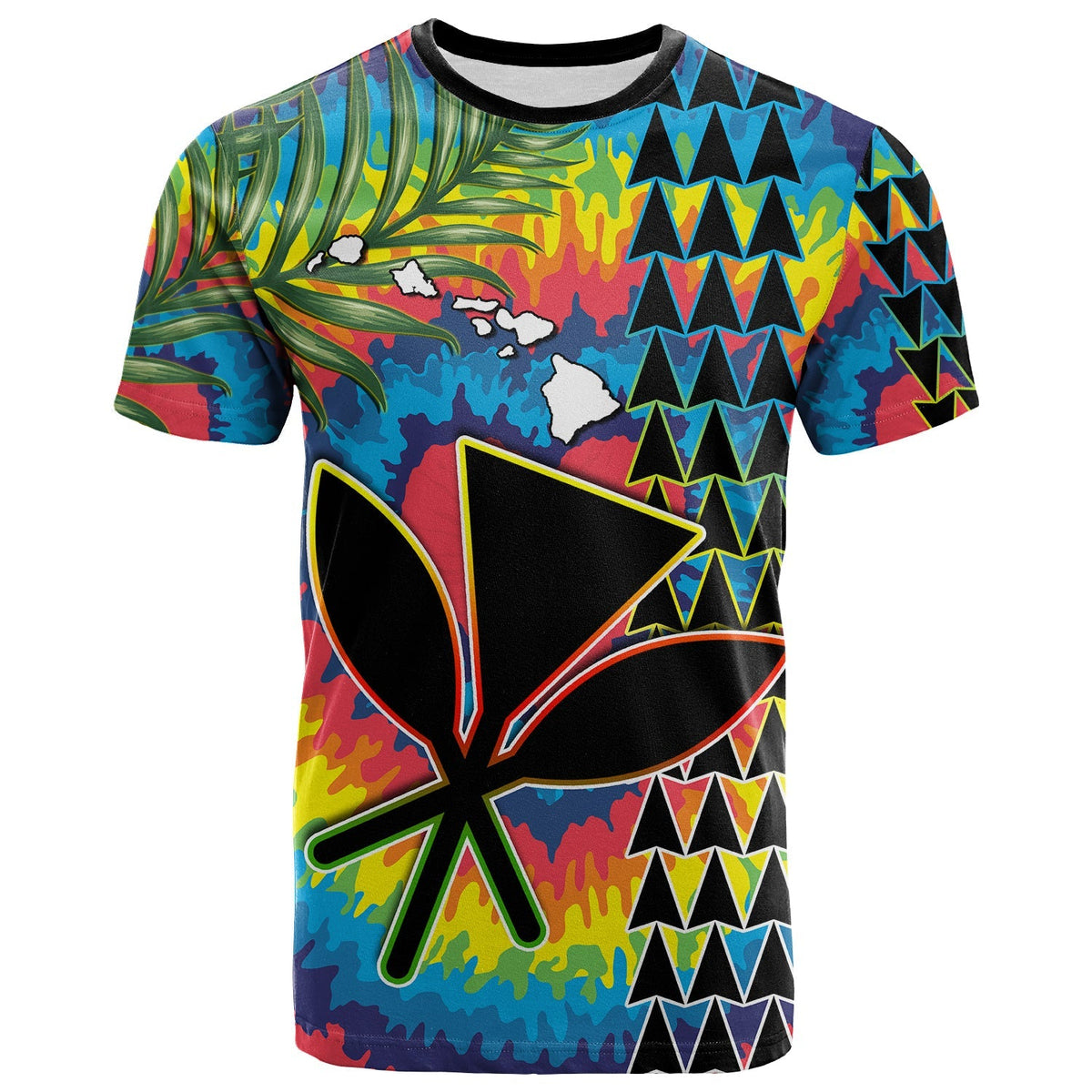 Custom Hawaii T Shirt Tie Dye with Flowers and Polynesian Tribal LT13 - Wonder Print Shop