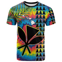 Custom Hawaii T Shirt Tie Dye with Flowers and Polynesian Tribal LT13 - Wonder Print Shop