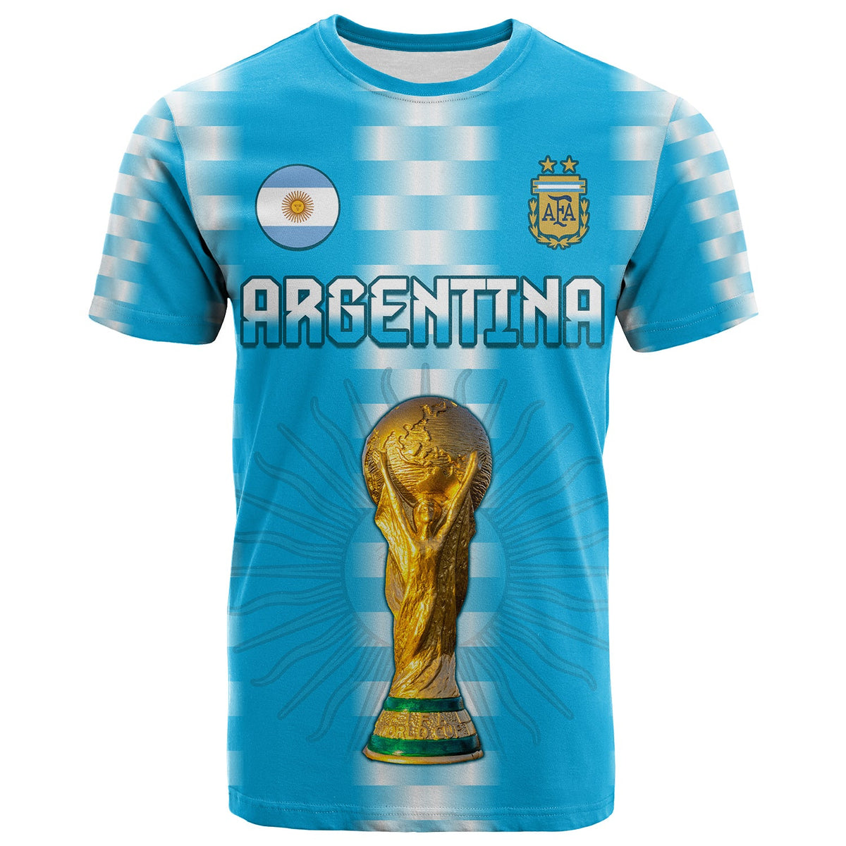 Custom Argentina Football Champions T Shirt La Albiceleste GOAT LT13 - Wonder Print Shop