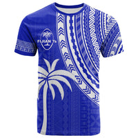 Custom Text and Number Fiji Rugby Sevens T Shirt Fijian 7s Tapa Polynesian Blue Ver.02 LT13 - Wonder Print Shop