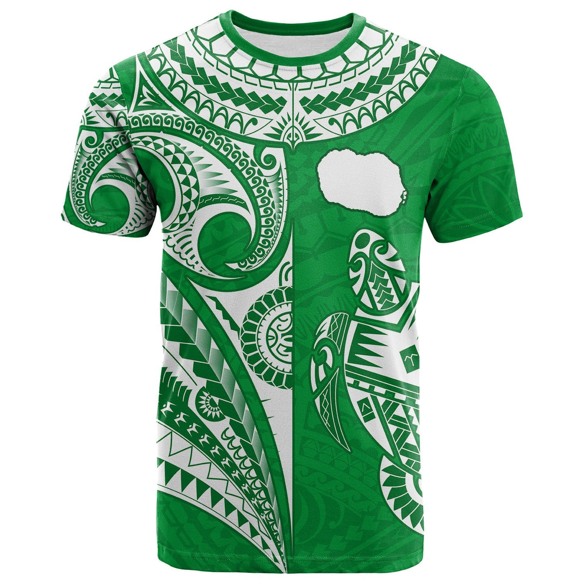 Rarotonga Cook Islands T Shirt Turtle and Map Style Green LT13 - Wonder Print Shop