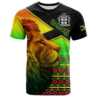 Custom Jamaica Lion T Shirt Jamaican Pattern Version Reggae Colors LT13 - Wonder Print Shop