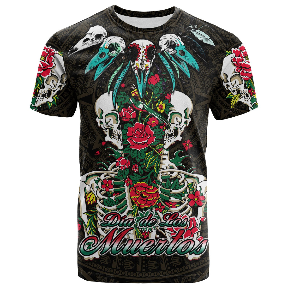 Mexico T Shirt Floral Skull Dia De Los Muertos - Wonder Print Shop