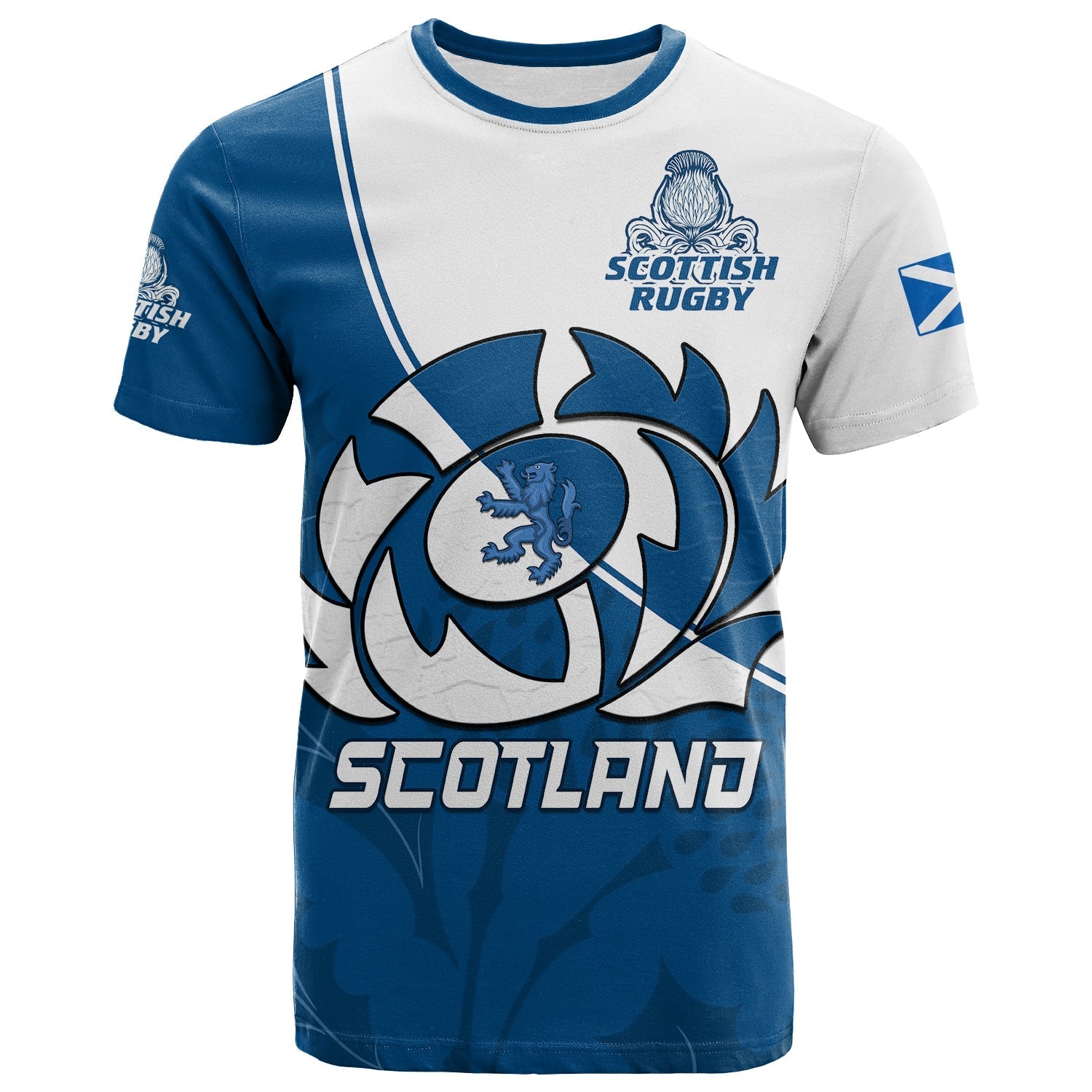 Scotland Rugby T Shirt Scottish Coat Of Arms Mix Thistle Newest Version - Wonder Print Shop