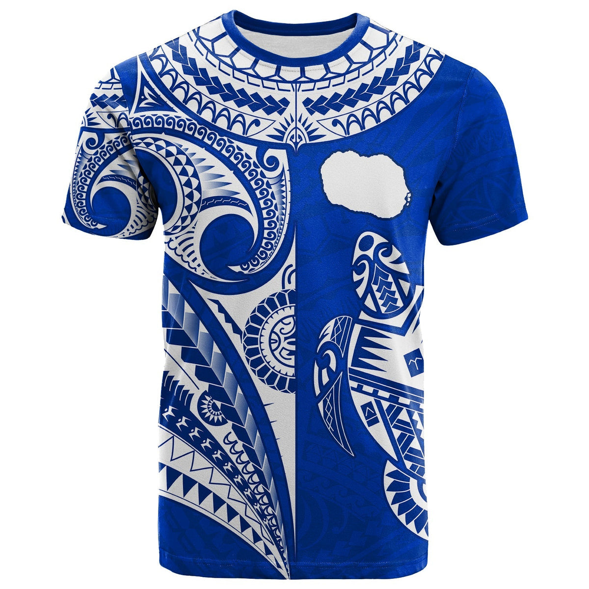 Custom Rarotonga Cook Islands T Shirt Turtle and Map Style Blue LT13 - Wonder Print Shop