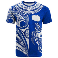 Custom Rarotonga Cook Islands T Shirt Turtle and Map Style Blue LT13 - Wonder Print Shop