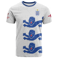 Football t-shirt, white with blue lion wave graphic and England crest on chest