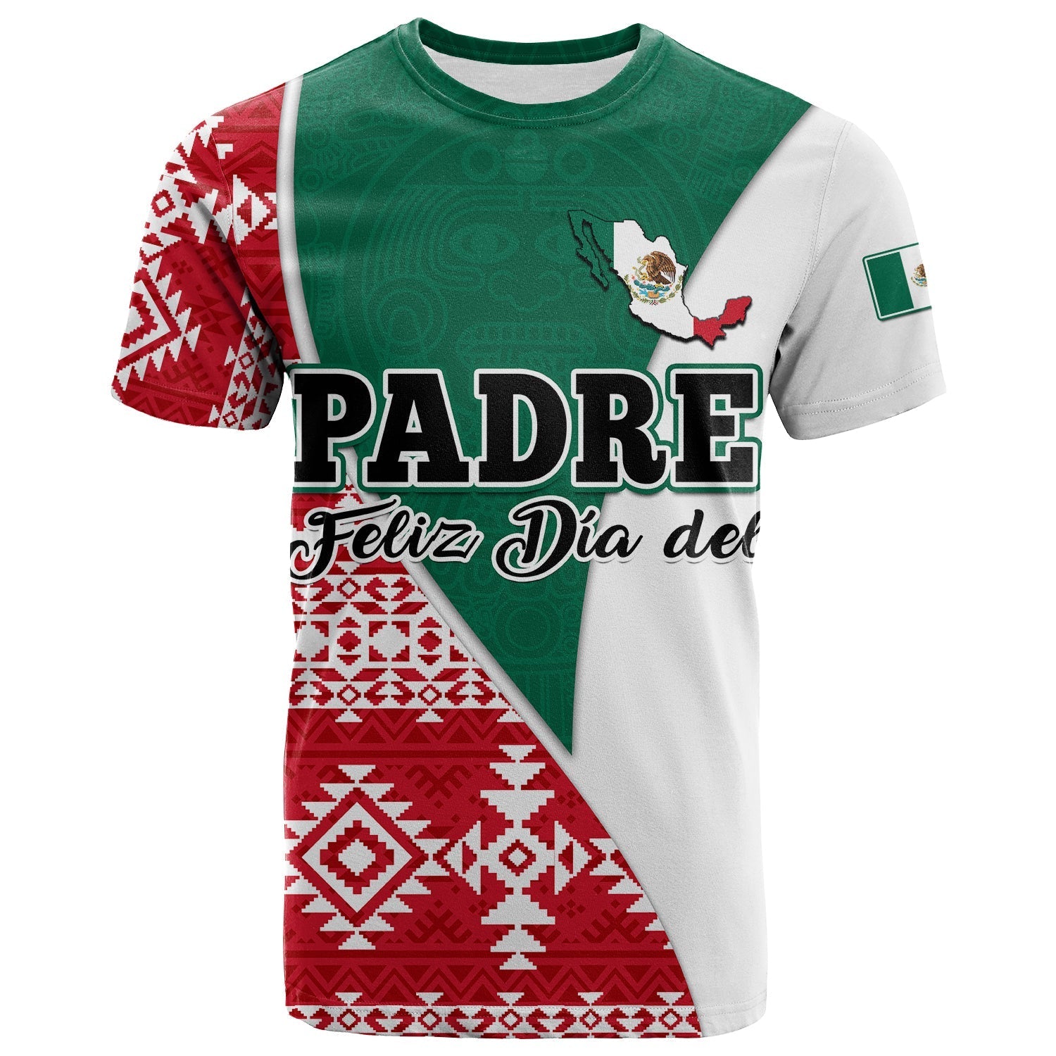 Happy Mexico Fathers Day T Shirt Mexican Aztec Pattern - Wonder Print Shop