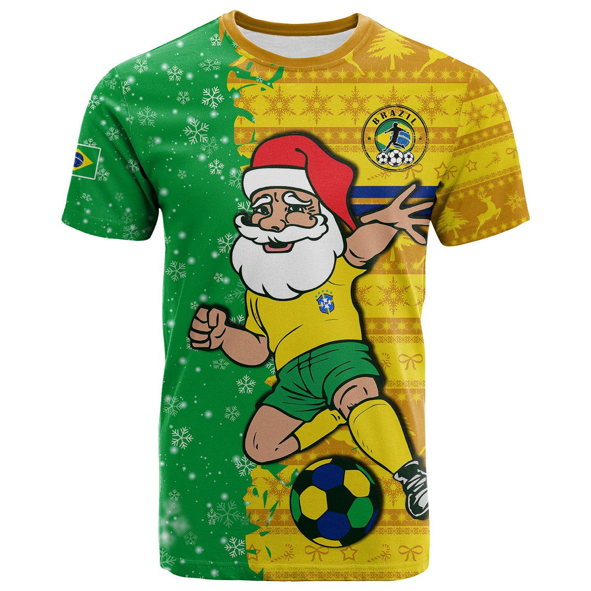 Brazil Football T Shirt Christmas Santa Claus Selecao Champions LT13 - Wonder Print Shop