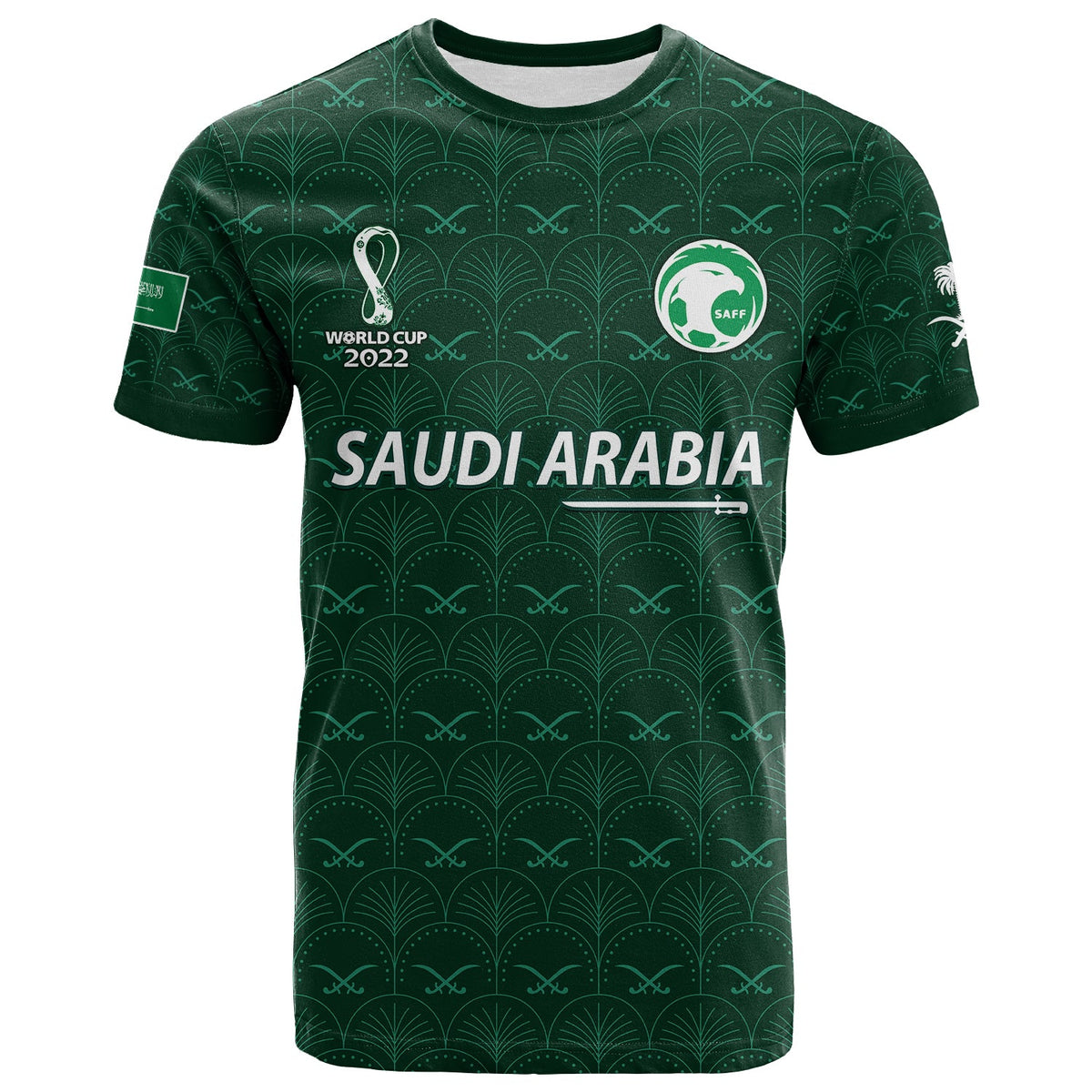 Saudi Arabia FootbT Shirt Saudi Green Falcon Champions 2022 World Cup LT13 - Wonder Print Shop