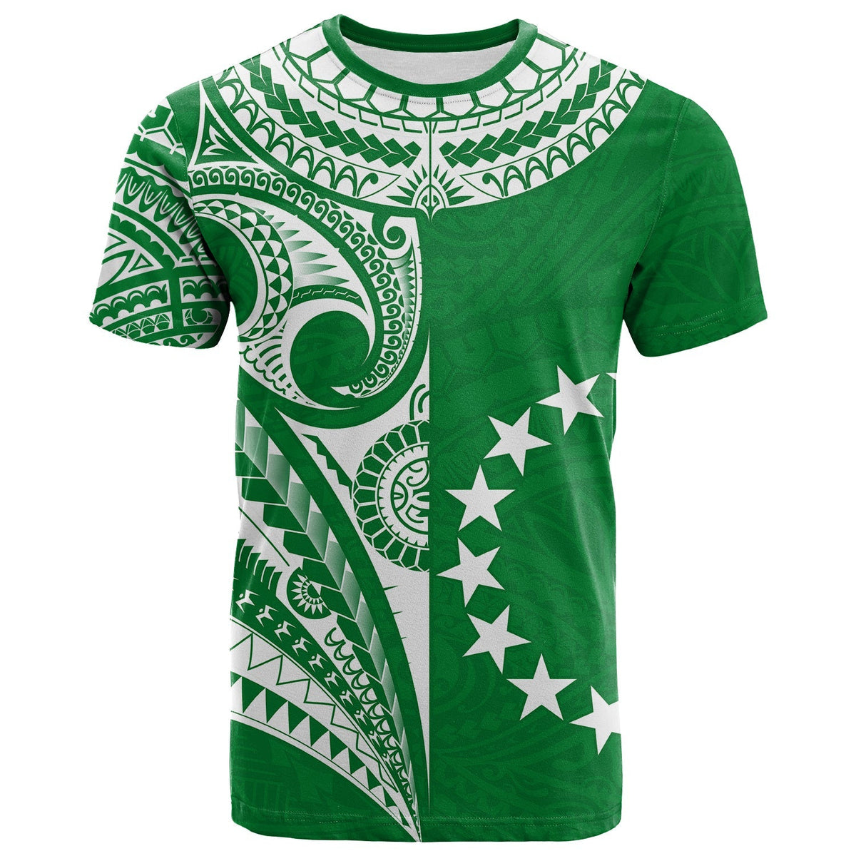 Custom Cook Islands Tatau T Shirt Symbolize Passion Stars Version Green LT13 - Wonder Print Shop