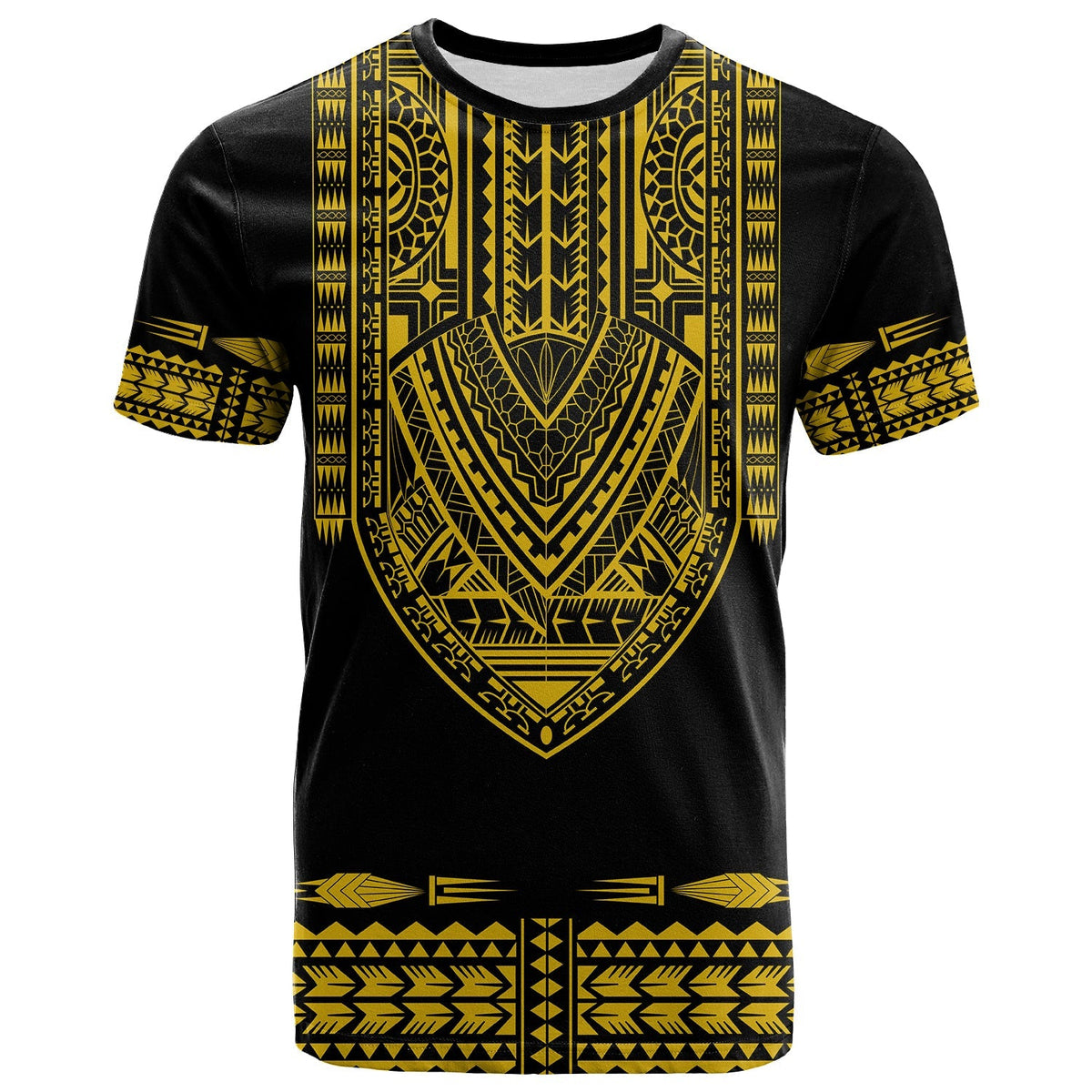 Custom Polynesian T Shirt Dashiki With Polynesian Tattoo Royal Golden Version - Wonder Print Shop