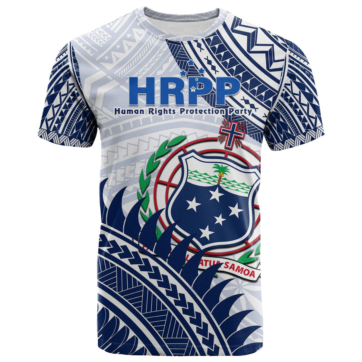 HRPP Samoa T Shirt Samoan Coat Of Arms Polynesian Pattern - Wonder Print Shop