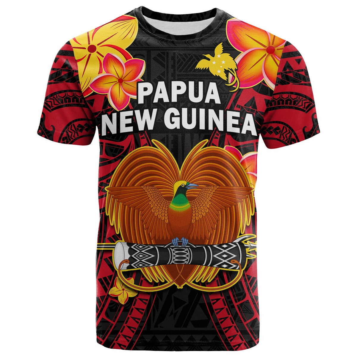 Custom Papua New Guinea T Shirt PNG Bird Of Paradise Polynesian Pattern - Wonder Print Shop