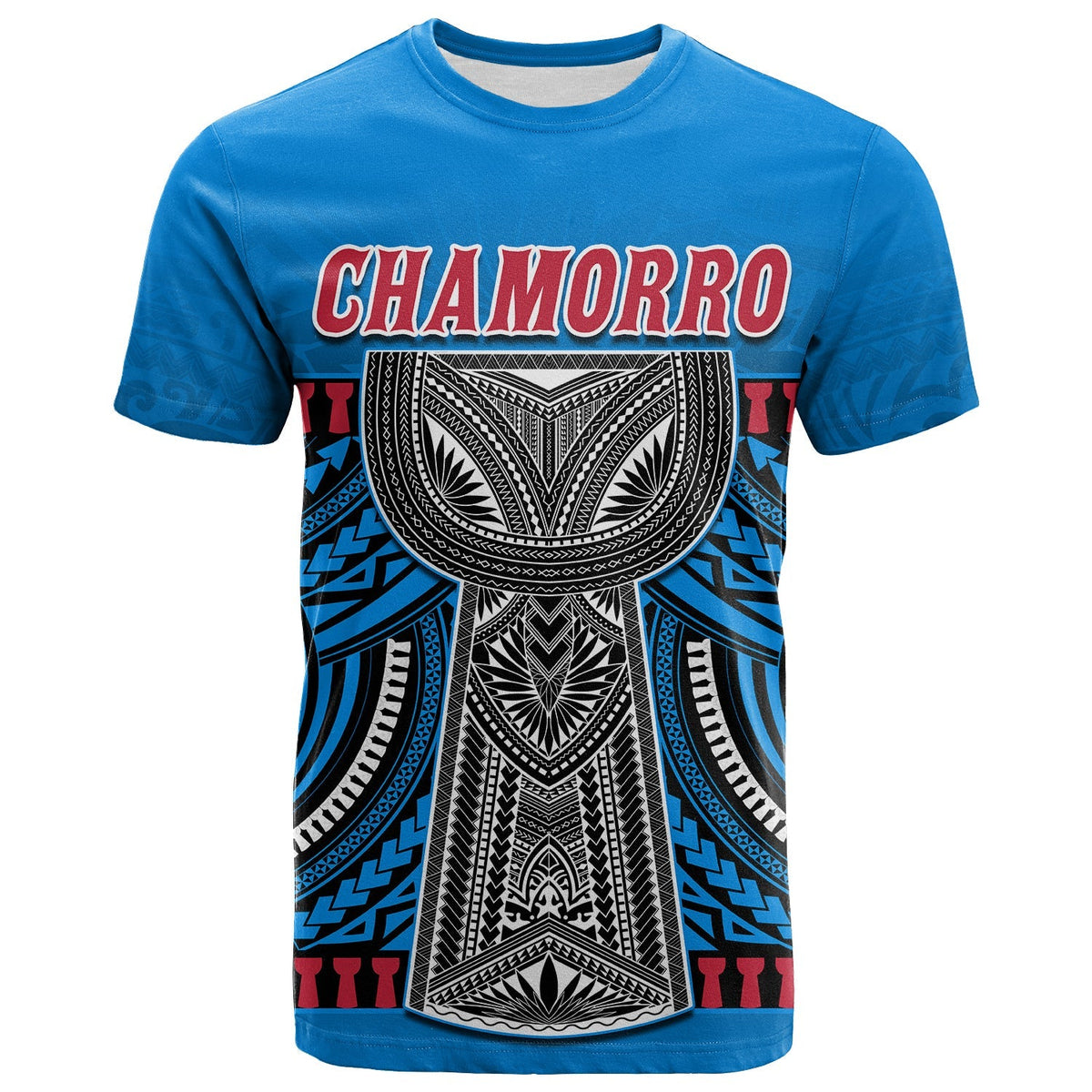 Custom Guam Chamorro T Shirt Latte Stone Blue Polynesian Haligi LT13 - Wonder Print Shop