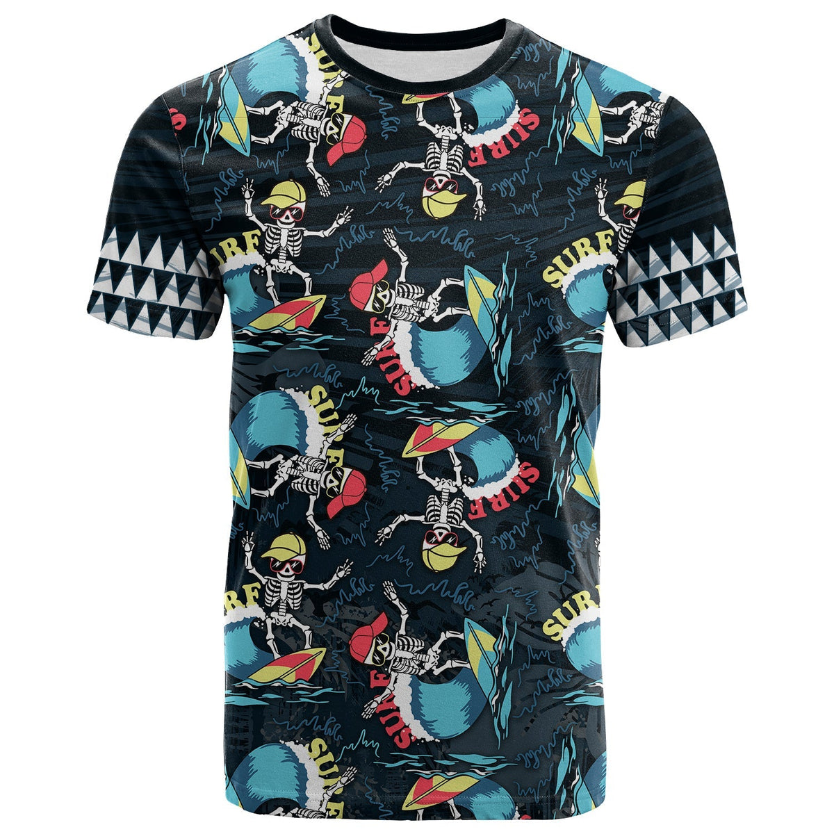 Custom Hawaii Skeleton Surf T Shirt Halloween Hawaiian Tribal LT13 - Wonder Print Shop