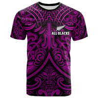 Custom Text and Number New Zealand Silver Fern Rugby T Shirt All Black Purple NZ Maori Pattern LT13 - Wonder Print Shop