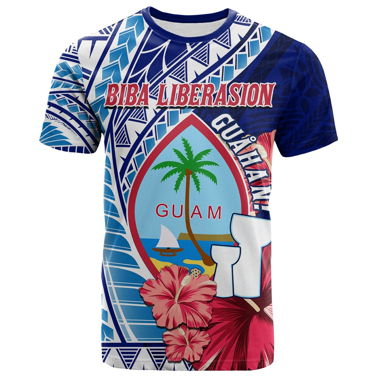 Custom Guam Chamorro T Shirt Happy Liberation Day Latte Stone LT13 - Wonder Print Shop