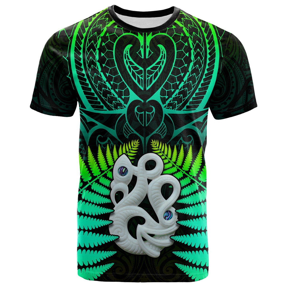 Aotearoa Fern T Shirt New Zealand Hei Tiki Green Style LT13 - Wonder Print Shop
