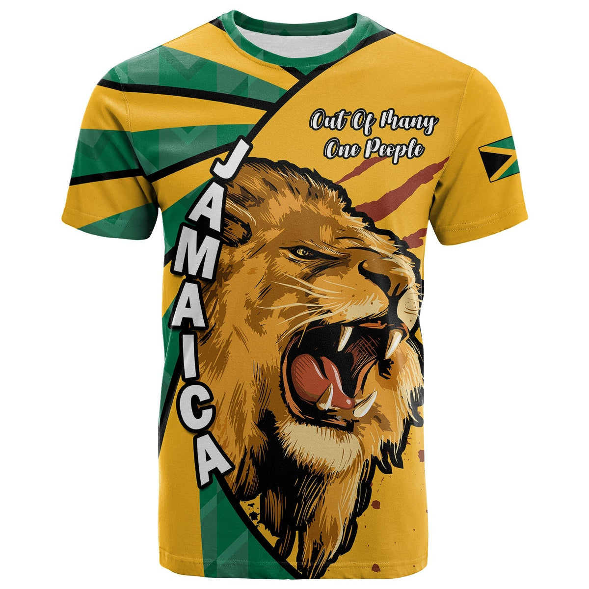 Jamaica Athletics T Shirt Jamaican Flag Mix Lion Sporty Style - Wonder Print Shop