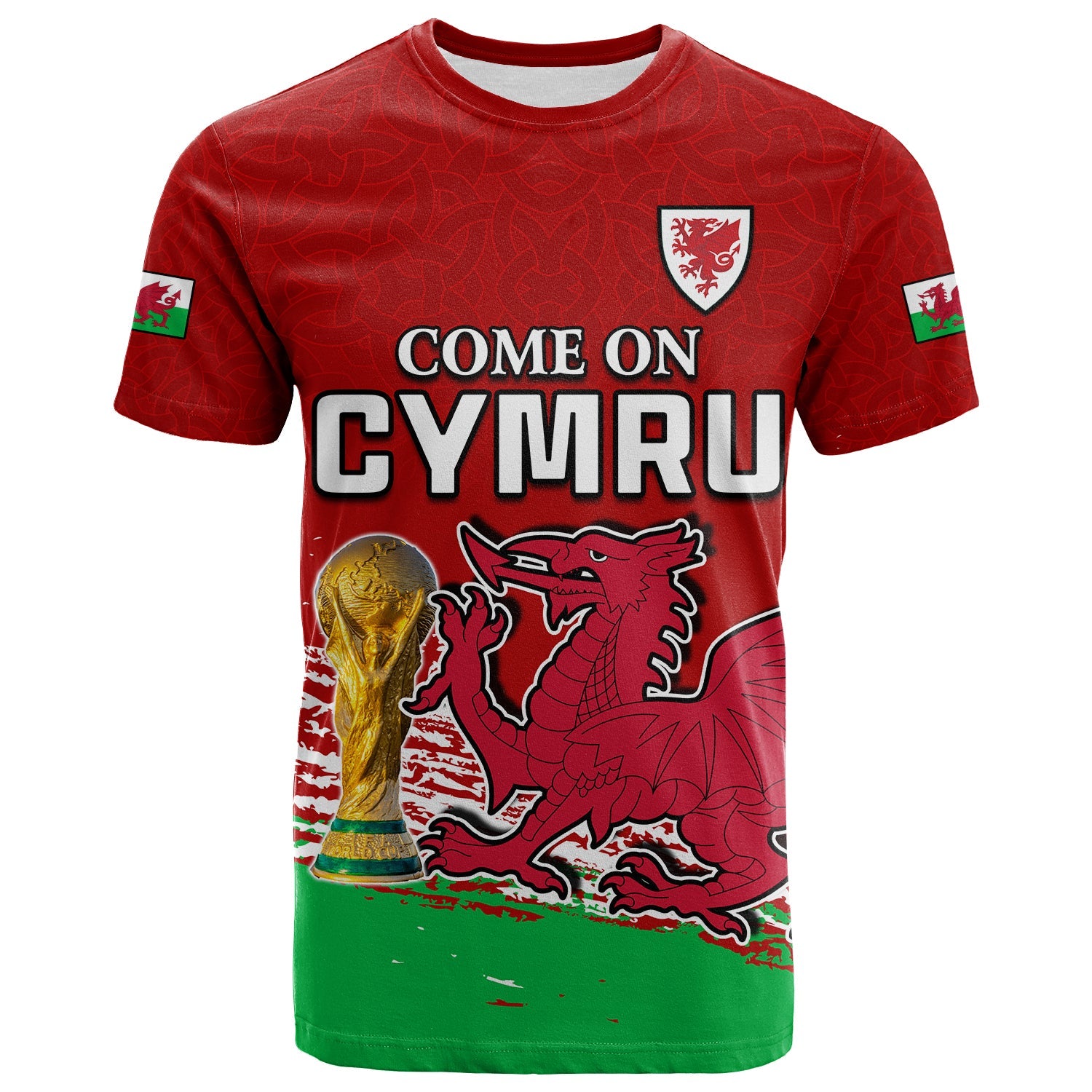 Wales FootbT Shirt Come On CYMRU The Red Wall Champions World Cup LT13 - Wonder Print Shop