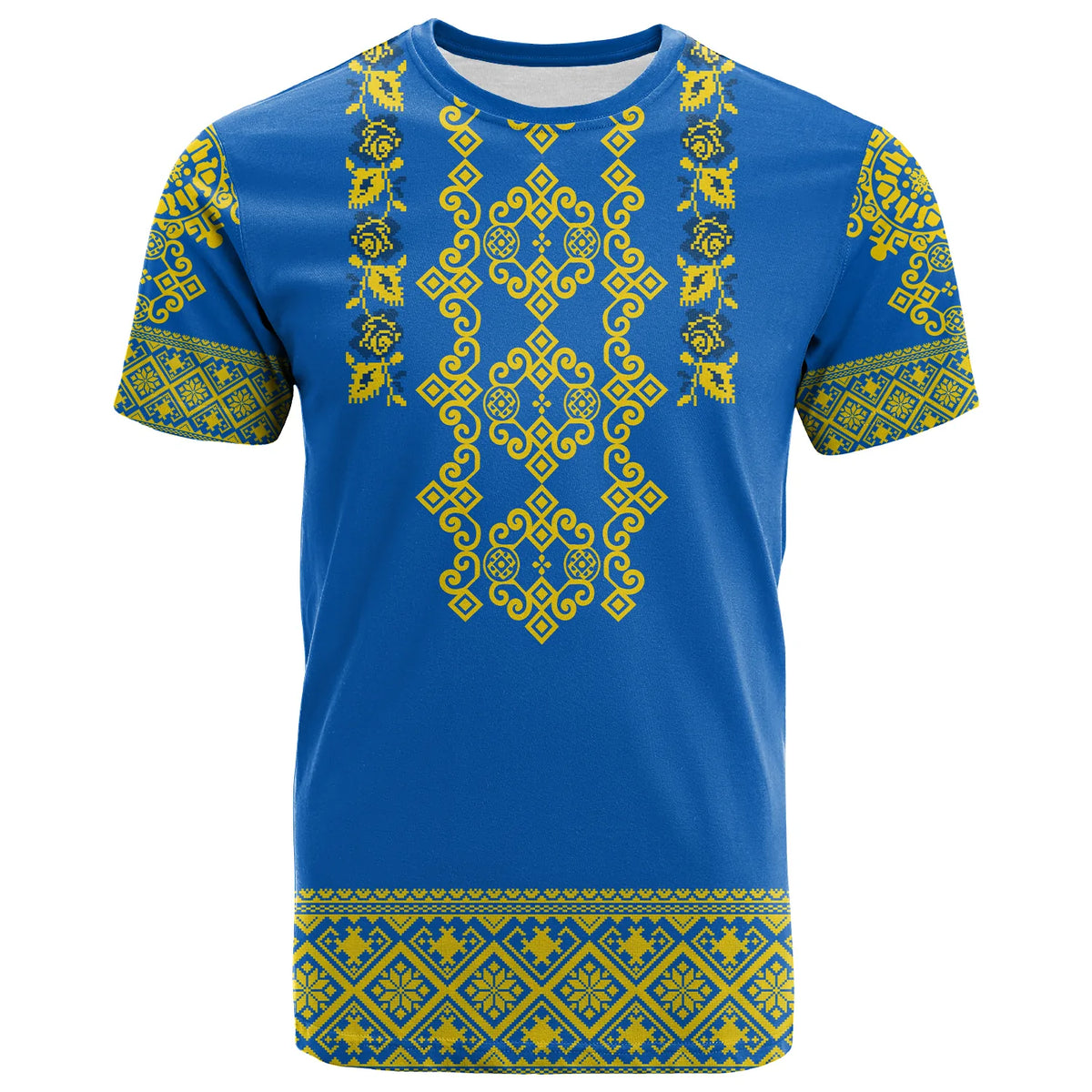 Custom Ukraine T Shirt Yellow Ukrainian Folk - Wonder Print Shop
