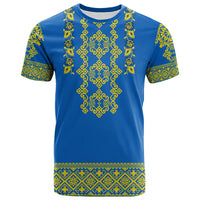 Custom Ukraine T Shirt Yellow Ukrainian Folk - Wonder Print Shop