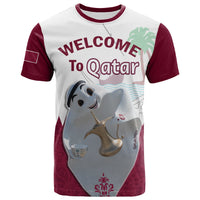 Custom Qatar T Shirt Laeeb Mascot World Cup 2022 Welcome To Qatari - Wonder Print Shop