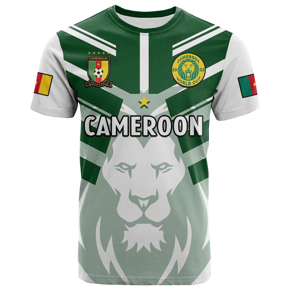 Cameroon Football T Shirt Les Lions Indomptables White World Cup 2022 - Wonder Print Shop