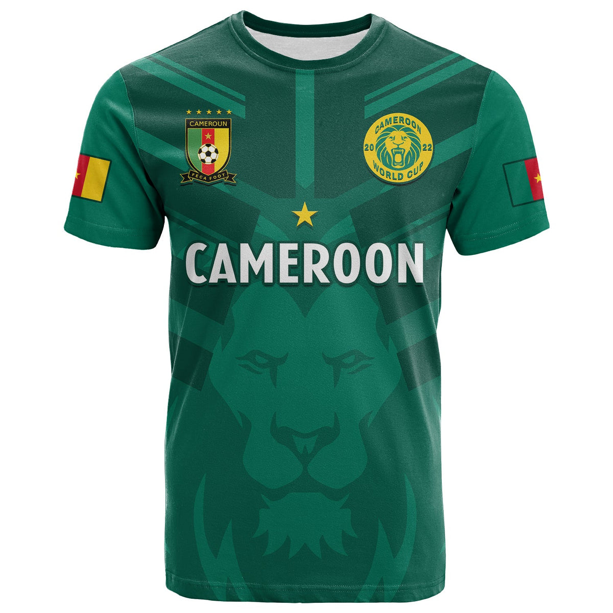 Cameroon Football T Shirt Les Lions Indomptables Green World Cup 2022 - Wonder Print Shop