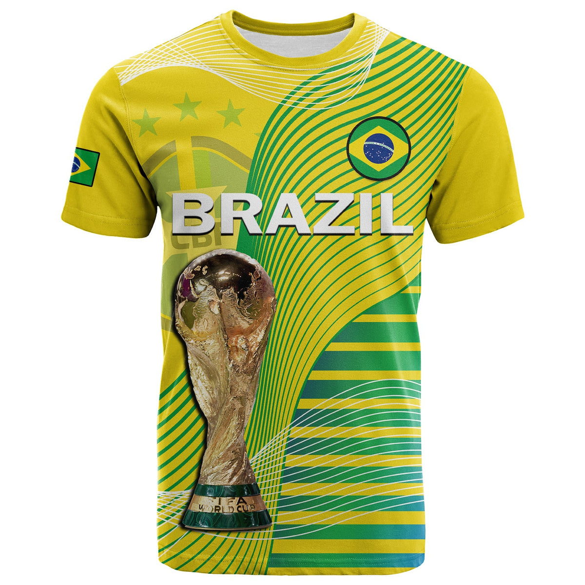 Custom Brazil Football T Shirt Canarinha Champions WC 2022 - Wonder Print Shop