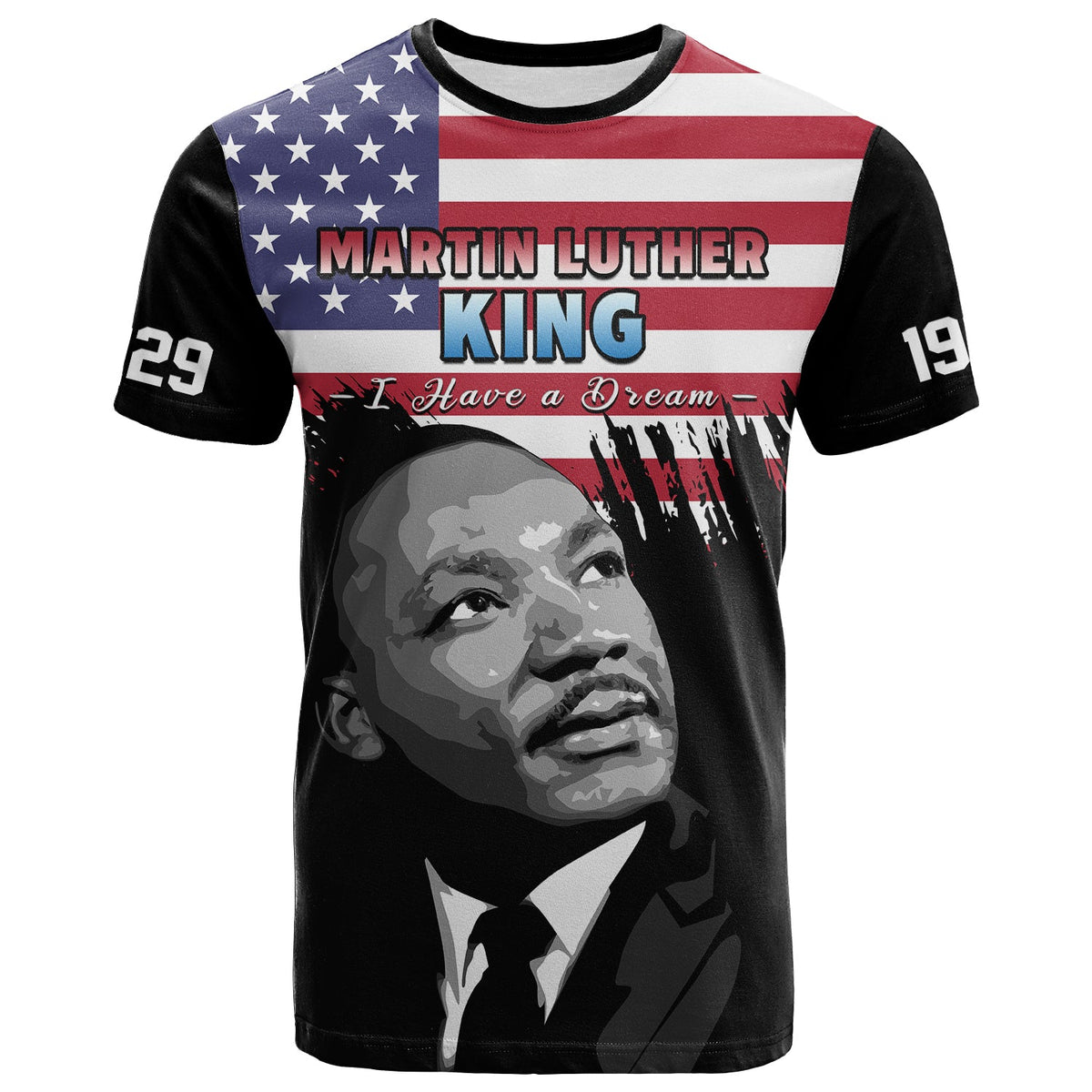 United States T Shirt United States Happy MLK Day Flag Grunge Style - Wonder Print Shop