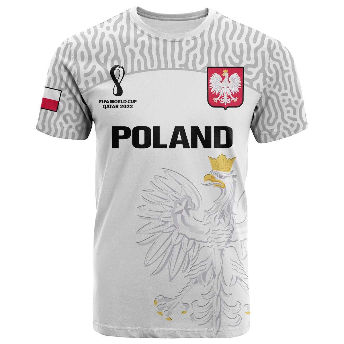 Custom Poland Football T Shirt Polska World Cup 2022 White - Wonder Print Shop