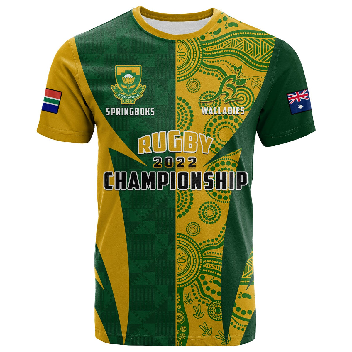 Custom Australia Rugby and South Africa Rugby T Shirt Wallabies Mix Springboks Sporty - Wonder Print Shop
