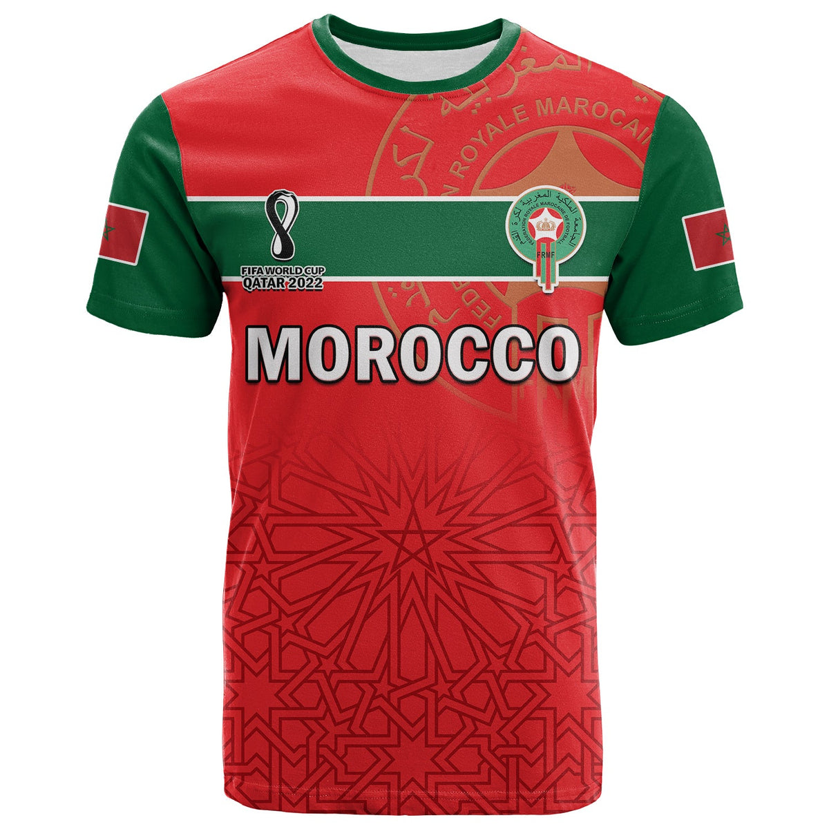 Morocco Football T Shirt Atlas Lions Red World Cup 2022 - Wonder Print Shop