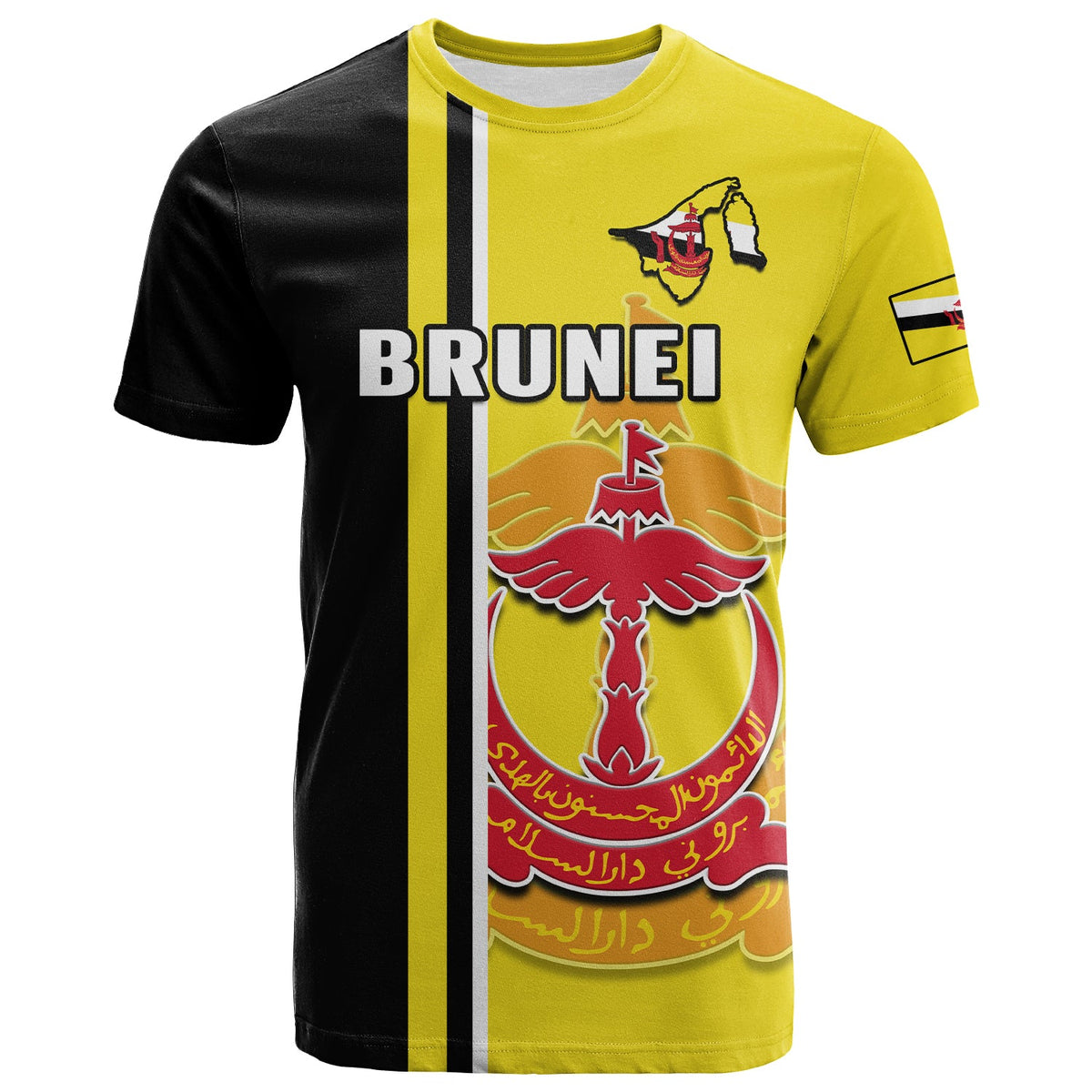 Brunei T Shirt Happy Independence Day With Coat Of Arms - Wonder Print Shop