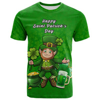Custom Ireland T Shirt Saint Patricks Day Happy Leprechaun And Shamrock - Wonder Print Shop